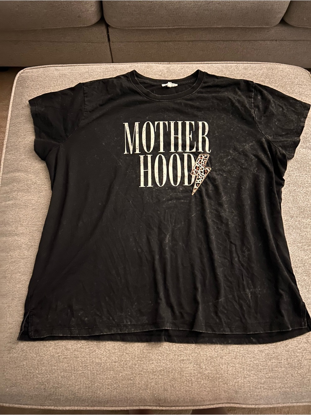 Maurices Black "MOTHER HOOD" Graphic Tee with Leopard Bolt